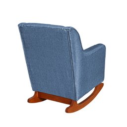 Poltrona Amamentação C / Balanço Cadeira Descanso Aquila com Puff Linho:azul - 6