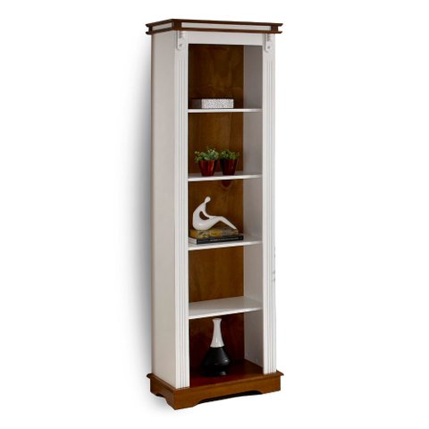 Torre Manchester 04 Prateleiras de Madeira 2034 Linz Móveis - Branco/imbuia Glazer