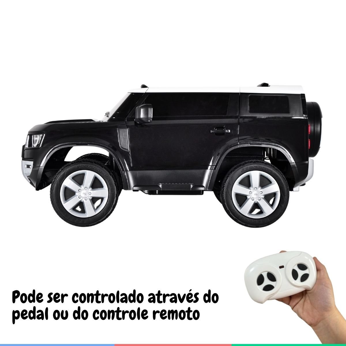 Carro Elétrico Infantil Controle Criança até 30kg Bluetooth Usb Mp3 5km/h Land Rover Defender Preto - 8