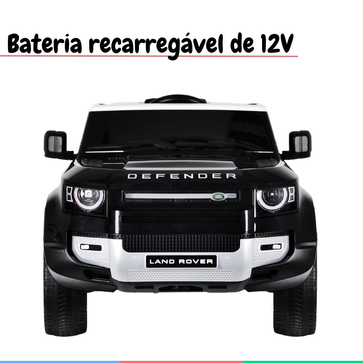 Carro Elétrico Infantil Controle Criança até 30kg Bluetooth Usb Mp3 5km/h Land Rover Defender Preto - 2