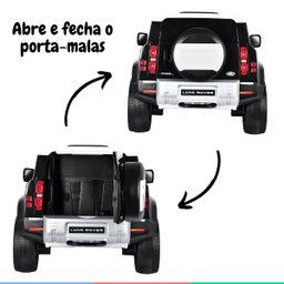 Carro Elétrico Infantil Controle Criança até 30kg Bluetooth Usb Mp3 5km/h Land Rover Defender Preto - 6 Carro Elétrico Infantil Controle Criança até 30kg Bluetooth Usb Mp3 5km/h Land Rover Defender Preto - 6