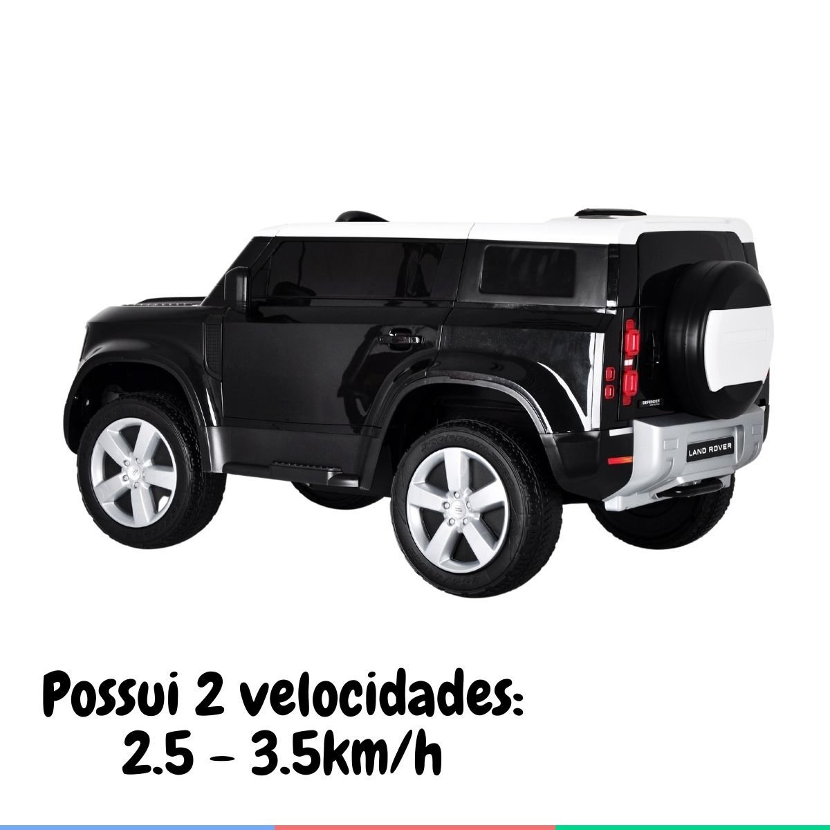Carro Elétrico Infantil Controle Criança até 30kg Bluetooth Usb Mp3 5km/h Land Rover Defender Preto - 5