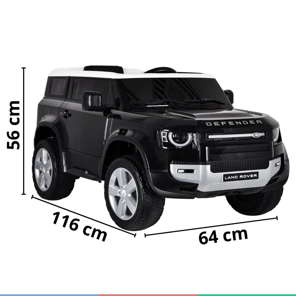 Carro Elétrico Infantil Controle Criança até 30kg Bluetooth Usb Mp3 5km/h Land Rover Defender Preto - 4