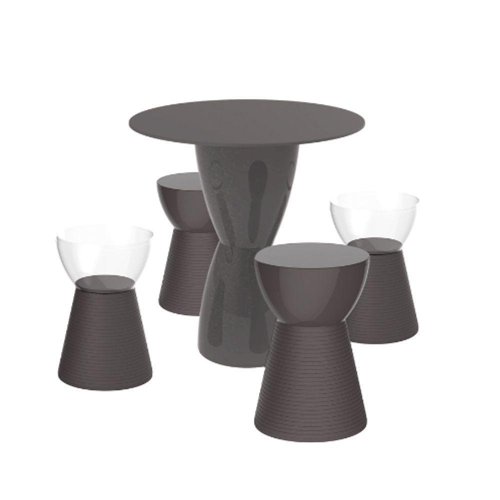 Conjunto Lounge - Mesa com 4 Bancos Cor Cinza Mushroom - 1