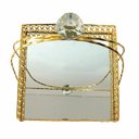 Ver imagem 2 de Bandeja Espelhado Quadrada Dourado - 63x28x42cm - Bandeja de Luxo em Metal Nobre com Detalhes - Deco