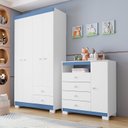Ver imagem 7 de Guarda Roupa Infantil Bebê 4 Portas e Cômoda Sapateira 4 Gavetas Quarto Completo Branco Flex