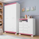 Ver mais imagens de Guarda Roupa Infantil Bebê 4 Portas e Cômoda Sapateira 4 Gavetas Quarto Completo Branco Flex