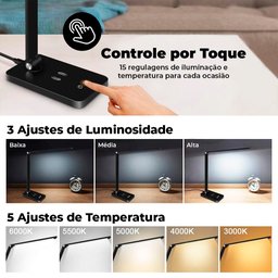 Luminária de Mesa LED com Carregador por Indução - 4