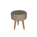 Ver imagem 2 de Puff Redondo Pé Palito Suede Capuccino - Ninho Decor
