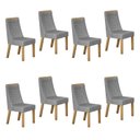 Ver imagem 1 de Kit de 8 Cadeiras para Sala de Jantar Luna Cinza/Cinamomo/Linho Prata