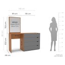 Ver imagem 4 de Cômoda Penteadeira Porto 4 Gavetas com Espelho 149x160cm Cinza/Freijó 240889