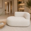 Ver imagem 1 de Sofá Puf Orgânico 140 cm 2 Lugares Consultório Recepção Sala:Off White/Bouclé Lado Esquerdo