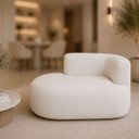 Ver imagem 2 de Sofá Puf Orgânico 140 cm 2 Lugares Consultório Recepção Sala:Off White/Bouclé Lado Esquerdo