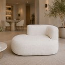 Ver imagem 3 de Sofá Puf Orgânico 140 cm 2 Lugares Consultório Recepção Sala:Off White/Bouclé Lado Esquerdo