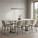 Ver imagem 2 de Mesa de Jantar 8 Lugares Retangular Orgânico com Vidro 200cm Pés Industrial Alina N01 Off White Pret