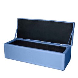 Kit Cabeceira de Cama Box Queen com Recamier Carol 160 cm Corino Azul Bebê - Móveis Mafer Móveis Maf - 3