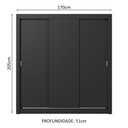 Ver mais imagens de Guarda-roupa Casal 3 Portas de Correr Preto Nobre Madesa Preto