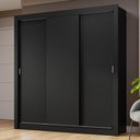 Ver imagem 1 de Guarda-roupa Casal 3 Portas de Correr Preto Nobre Madesa Preto