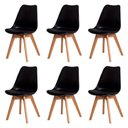 Ver imagem 1 de Kit C/6 Cadeiras Leda ? Charles Eames, Saarinen Wood com Almofada Preta