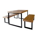 Ver imagem 2 de Conjunto Mesa Industrial Bernardo 1,50m Ferragem Preta com 2 Bancos Industrial Bernardo