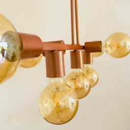 Luminária de Teto Pendente Rubis para 7 Lâmpadas 68cm Moderno Industrial - Rose Gold - 1