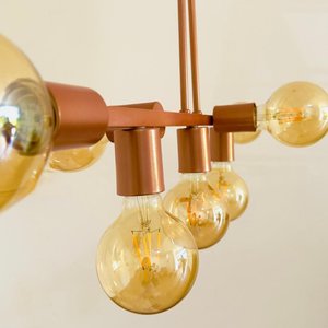Luminária de Teto Pendente Rubis para 7 Lâmpadas 68cm Moderno Industrial - Rose Gold