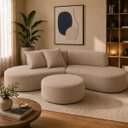Ver imagem 3 de Sofá e Puff Orgânico Virginia 300cm Sala Suede:Cappuccino