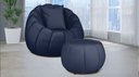 Ver imagem 1 de Kit Poltrona Decorativa C/ Puff + Almofada Concha Veludo Azul Marinho - Londrilar
