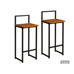 Conjunto Banqueta Roma Ii Assento Madeira e Pintura Époxi Preto Gonçalves Decor