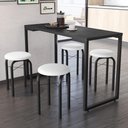 Ver imagem 1 de Conjunto Mesa De Cozinha 120cm 4 Banquetas Preto