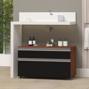 Gabinete para Banheiro com Rodízio 80cm 2 Gavetas Safira Inferior