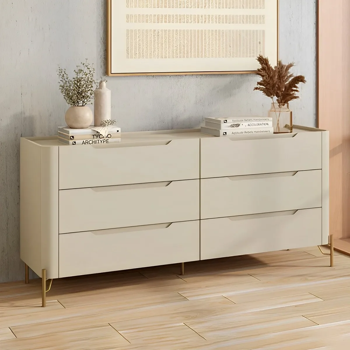 Ver imagem 1 de Cômoda Luna com 6 Gavetas em MDF – 178x81,5x48 cm – Acabamento Premium