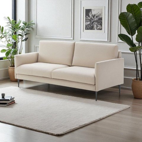 Sofá 2 Lugares Revestimento em Sarja 100% Algodão 180cm Bege Claro