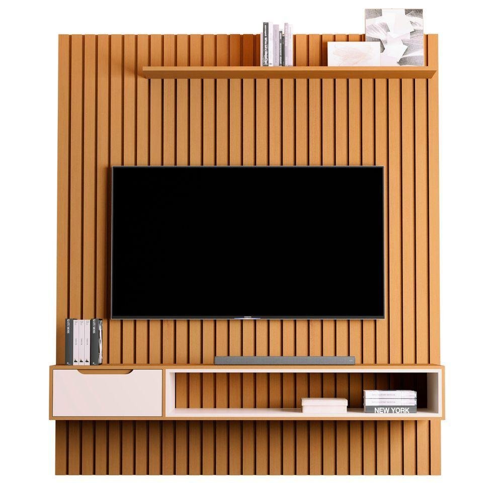 Padua Rear Rack Home Ripado com Rack Suspenso Pádua Nature Pérola | MadeiraMadeira