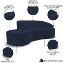 Ver imagem 3 de Sofá Living 3 Lugares 260cm Braço Direito Mozart D06 Veludo Azul - Mpozenato