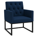 Ver imagem 4 de Kit 2 Poltronas Decorativas Reforçada Recepção Base Ferro Azul-marinho