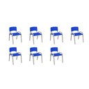 Ver imagem 1 de Kit 7 Cadeiras Infantil Iso, Escola, Base Cinza- Azul