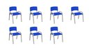 Ver imagem 1 de Kit 7 Cadeiras Infantil Iso, Escola, Base Cinza- Azul
