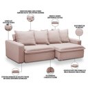 Ver imagem 5 de Sofá Retrátil Reclinável Living 235cm Vêneto F04 Veludo Rosê