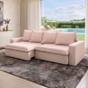 Ver imagem 4 de Sofá Retrátil Reclinável Living 235cm Vêneto F04 Veludo Rosê