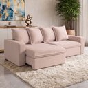 Ver imagem 1 de Sofá Retrátil Reclinável Living 235cm Vêneto F04 Veludo Rosê
