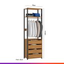 Ver imagem 2 de Conjunto Closet Aberto Modulado Estilo Industrial 8 Peças MDP Carvalho Cinza - PRIME