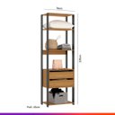 Ver imagem 4 de Conjunto Closet Aberto Modulado Estilo Industrial 8 Peças MDP Carvalho Cinza - PRIME