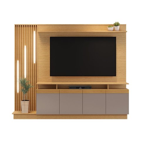 Estante Home para TV até 65 Polegadas Absoluto JCM Móveis Jequitibá/Silver