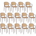Ver imagem 1 de Kit 14 Cadeiras de Jantar Roma Prática com Braços para Sala e Cozinha - Marrom Claro