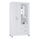 Ver imagem 2 de Guarda Roupa Solteiro Ambiente Cordoba 2 Portas Branco Brilho - Poquema