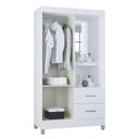 Ver imagem 3 de Guarda Roupa Solteiro Ambiente Cordoba 2 Portas Branco Brilho - Poquema