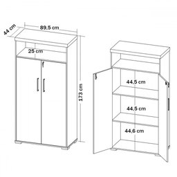 Armário para Escritório Tamburato 2 Portas Nogal/preto - Artany Móveis - 4