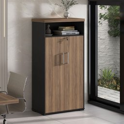 Armário para Escritório Tamburato 2 Portas Nogal/preto - Artany Móveis - 2