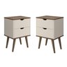 Kit Mesa de Cabeceira Lateral de Cama Madri 2 Gavetas Retrô:off / Canela - 1